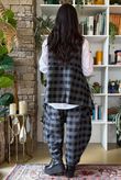 Nora Brushed Cotton Gingham Trapeze Waistcoat Black